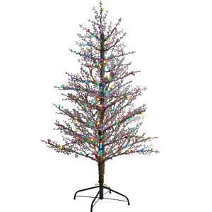 Nearly Natural 5-ft Frosted Berry Twig Artificial Christmas Tree with 200 Multicolored Gum Ball LED Lights and 386 Bendable Branches - 1 of 4