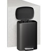 Stainless Steel Kitchen Trash Can Set, 13.2 & 2.6 Gallon Step-On Pedal Bins with Soft-Close Lids, Rustproof. - 3 of 4