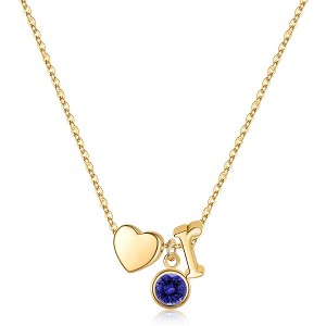 Turandoss 18K Gold Initial Heart Necklace for Women Girls - December Tanzanite Birthstone Pendant Necklace, Jewelry for Women, Birthday Gifts, 16+2In - 1 of 4