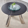 CENGHU Marble Grained Stone Round Dining Table, 42" Stainless Steel Leg Dining Table for 4-6 Pepole, 3-legged Coffee Table for Dining Room, Office - 3 of 4