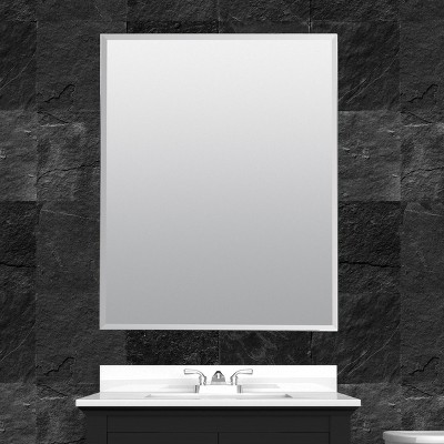 24" Frameless Aluminum Medicine Cabinet with Beveled Mirror