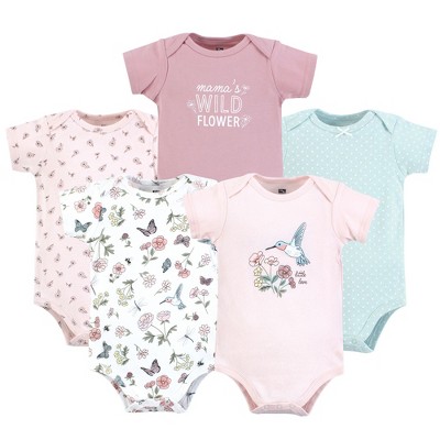 Hudson Baby Infant Girl Cotton Bodysuits, Hummingbird Garden