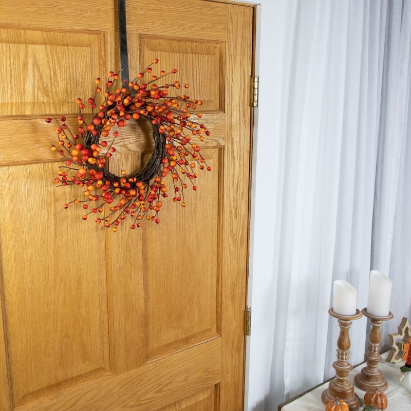 Northlight Orange Berries and Twig Artificial Fall Harvest Wreath 14- Inch, Unlit, 2 of 8