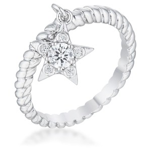 Slickblue Cubic Zirconia Star Charm Ring for Women, Rhodium Plating, Clear Stones, Bold Fashion Style, Sizes 5-10 - 1 of 4