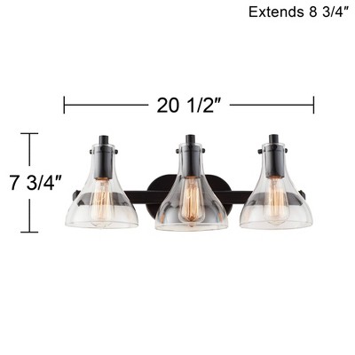Black Metal 3-Light Wall Fixture with Clear Glass Shades