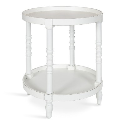 Kate and Laurel Bellport Round Wood Side Table with Shelf