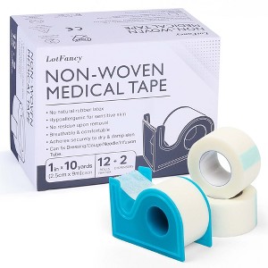 LotFancy Medical Tape, 12 Rolls 1 in x 10 Yards, Adhesive Hypoallergenic Surgical Paper Tapes - 1 of 4