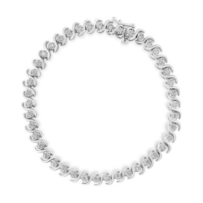 Haus of Brilliance Silver 1.0 Cttw Round Miracle-Set Diamond Tennis Bracelet