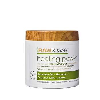 Raw Sugar Healing Power Hair Masque Avocado Oil + Banana + Coconut Milk + Agave - 12 fl oz