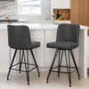 Bekrvio 26" Swivel Counter Height Bar Stools Set of 1/2/3/4, Faux Leather or Velvet Upholstered with V-Shaped Metal Base for Kitchen Island - 2 of 4