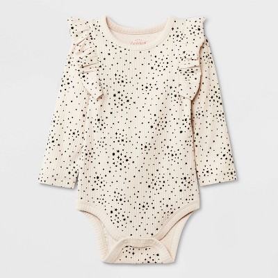 Image of Baby Girls' Ruffle Bodysuit - Cat & Jack™ Cream 0-3M