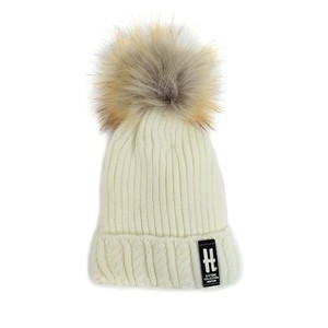 Kids Fur Pom Pom Knit Winter Beanie Ski Cap for Boys Girls - 1 of 4