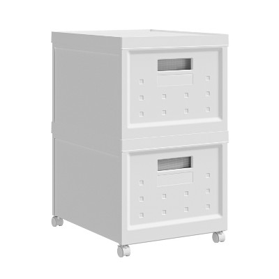 Anybear Portable Plastic File Cabinet with wheels for Home or Office, White