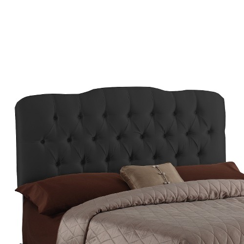 Seville Faux Silk Upholstered Headboard - Shantung Black - Twin - Skyline Furniture