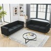 Ridstar 2 Piece 3 Ssat Modern Velvet Buttons Tufted Sofa with Metal Legs & Arm Couch For Living Room & Office-Black - 2 of 4