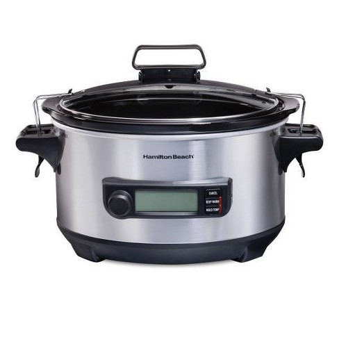 Hamilton Beach Stay or Go Portable 6-Quart Slow Cooker With Lid Lock,  Dishwasher-Safe Crock, Silver (33262)