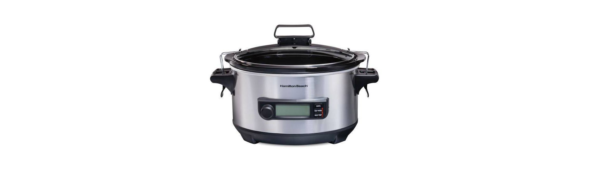 Hamilton Beach 6qt Slow Cooker - Silver: 6 Settings, Stay-Cool Handles, Removable Ceramic Pot, Dishwasher-Safe Parts