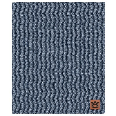 NCAA Auburn Tigers Two- Tone Sweater Knit Throw Blanket with Faux Leather Logo Patch