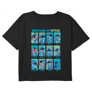 Girl's Lilo & Stitch Emotions of Stitch Crop T-Shirt - 1 of 3