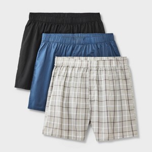 Men's Woven Boxers 3pk - Dealworthy™ Blue/Black - 1 of 3