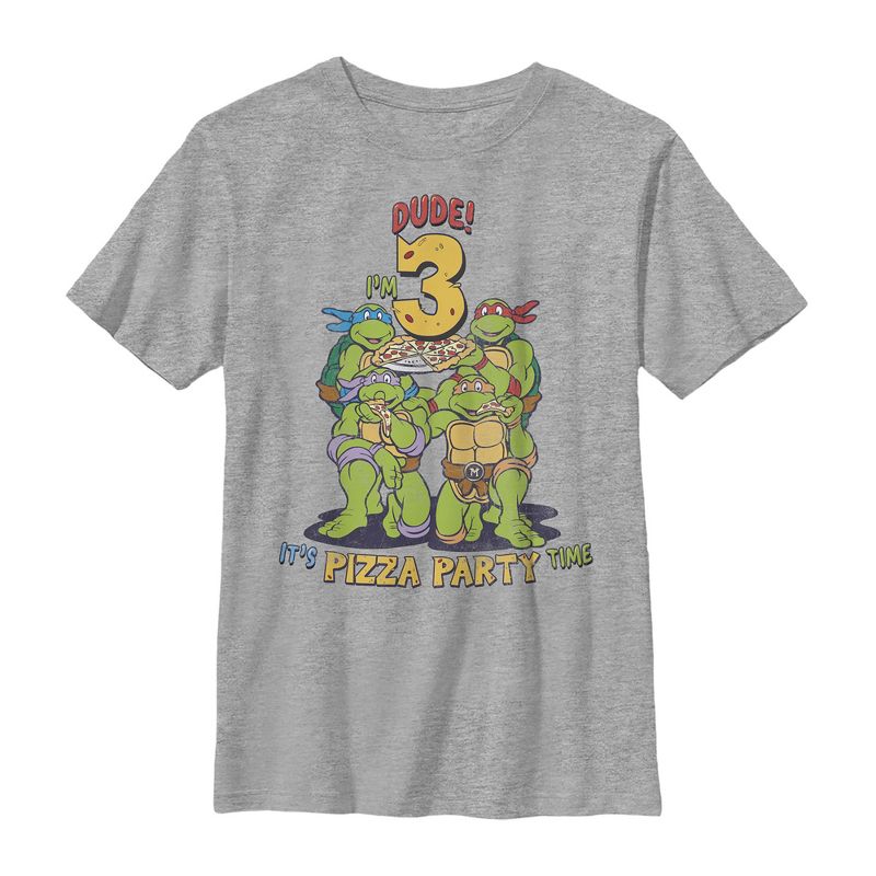 Boy's Teenage Mutant Ninja Turtles 3rd Birthday Pizza Party T-Shirt, 1 of 5