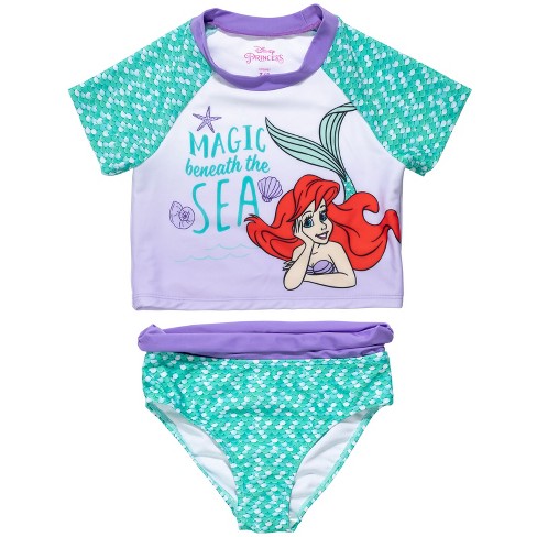 Disney Princess Ariel Girls One-piece Swimsuit Rash Guard Tankini Top  Modest Skirt And Bottom 5 Piece Set Toddler : Target