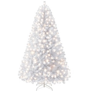 Yaheetech 4.5Ft/6Ft/7.5Ft/9Ft/12Ft Pre-lit Spruce Artificial Christmas Tree with 150 Incandescent Warm White Lights - 1 of 4