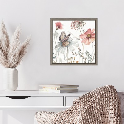 Sylvie Greywash Framed Botanic-Inspired Canvas Wall Art