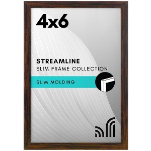 Americanflat Thin Picture Frame in Walnut with Shatter Resistant Glass Horizontal and Vertical Formats for Wall and Tabletop - 4" x 6" - 1 of 4