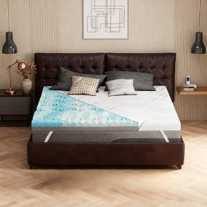 Vipbear Extra Firm & Firm Mattress Topper for Pain Relief King Size 4 Inch,Cooling Gel+Bamboo Mattress Topper with Removable Cover,No Smell,80*76 - 1 of 4