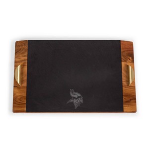 NFL Minnesota Vikings Covina Acacia Wood and Slate Black with Gold Accents Serving Tray - 1 of 4