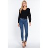 Slickblue Cozy V-Neck Ribbed Sweater, Long Puff Sleeve Detail, Black/Khaki/Vintage Blue, Sizes S-L - 3 of 4