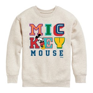 Boys' - Disney - Mickey Mouse Different Letters Graphic Long Sleeve Fleece Sweatshirt - 1 of 4