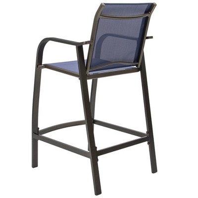 Elegant Navy Blue Textilene Outdoor Counter-Height Bar Stools