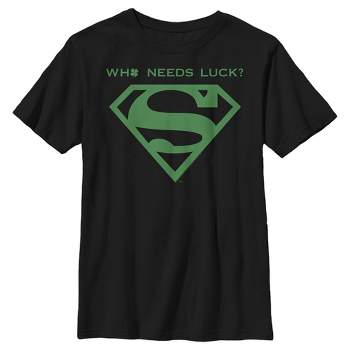 Boy's Superman St. Patrick's Day Who Needs Luck? T-Shirt