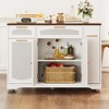 Rattan Rolling Kitchen Island Table on Wheels with Drop Leaf, Tilt Out Trash Can Cabinet with 2 Door, Storage Cabinet, 2 Drawer - 4 of 4