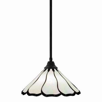 Toltec Lighting Any 1 - Light Pendant in  Matte Black with 16" Pearl & Black Flair Art Glass Shade