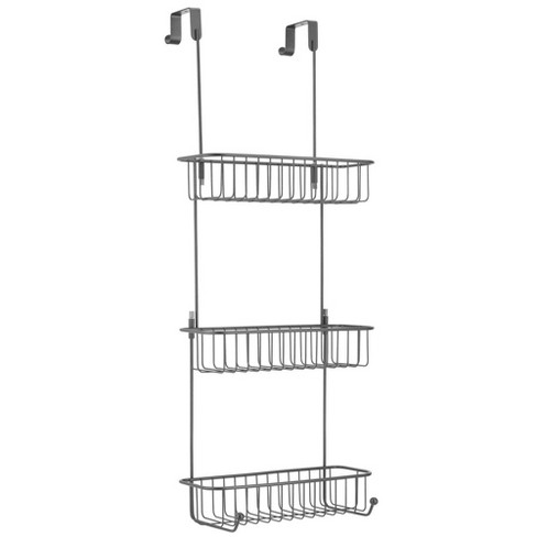 Details about   mDesign Metal Hanging Over Door Shower Caddy Organizer Chrome/White 
