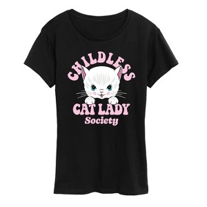 Women's - Instant Message - Childless Cat Lady Society Short Sleeve Graphic T-Shirt - 1 of 4