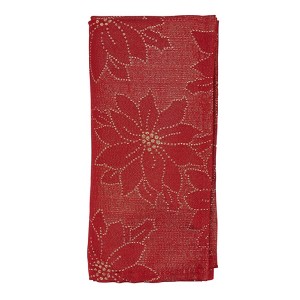 Saro Lifestyle Poinsettia Napkin, 20" Square, Red (Set of 12) - 1 of 4
