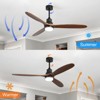 Sofucor 60'' Ceiling Fan with Dimmable Led Light 3 Wood Blades BLack+Brown - 3 of 4