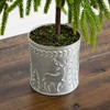 Nearly Natural 20" Artificial Real Touch Down Swept Norfolk Island Pine in Christmas Tin Metal Planter - 4 of 4