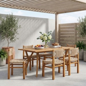 Christopher Knight Home Martina Farmhouse 7 Piece Acacia Wood Dining ...