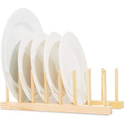3 Pack 12" Wooden Dish Drying Rack, Stand Plate Holder, Kitchen Cabinet Organizer