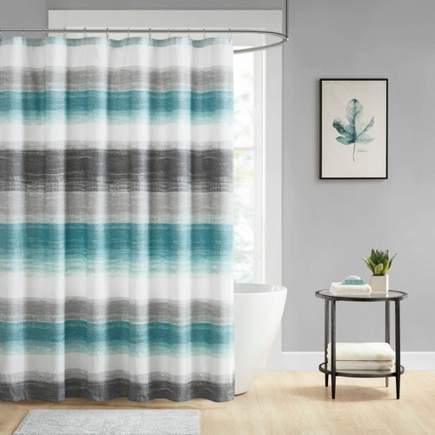 Seth Striped Print Shower Curtain Aqua Gray Madison Park Target