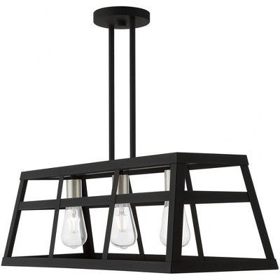 Schofield Black and Brushed Nickel 3-Light Linear Cage Chandelier