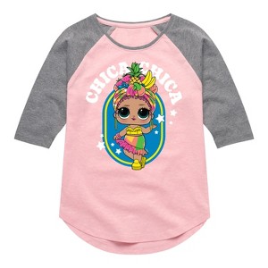 Girls' - LOL Surprise! - Chica Chica Tropical Shirt Tail Raglan Graphic T-shirt - 1 of 4