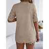 Women 2025 Lightweight Crochet Cardigan Short Sleeve Open Front Knit Sweater Summer Hollow Out Crochet Cover Up - 4 of 4