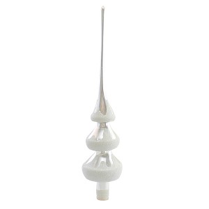 Santa Land 13.0 Inch Frosted Evergreen Finial Silver Christmas Snow Tree Topper Tree Toppers - 1 of 3