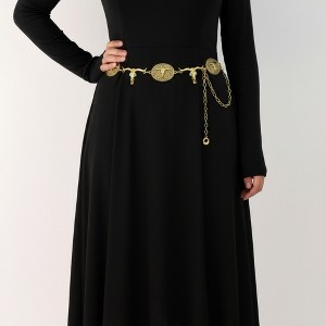 Anna-Kaci Women's Western Bull Head Concho Chain Belt with Oval Accents and Adjustable Fit 45.5in - 1 of 4